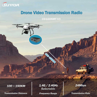 CD100NMT UAV/ドローン用長距離COFDMトランスミッター,ダブルアンテナMIMO設計,最大150km